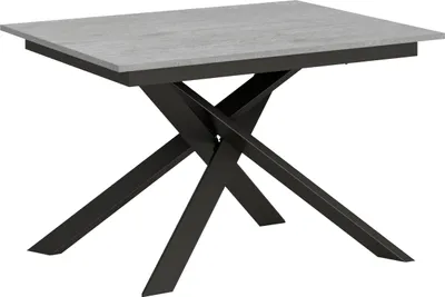 Produktbild von Ausziehbarer Tisch 90x120/180 cm Ganty Cemento – Kante in der gleichen Farbe wie der anthrazitfarbene Rahmen