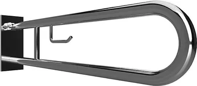 Produktbild von BELP Stützklappgriff in U-Form mit Toilettenpapierhalter Edelstahl gebürstet 100x250x829 mm, 120 kg Traglast für Bad & WC >> zum Bohren
