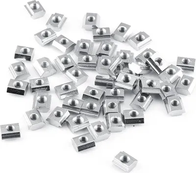 Produktbild von 50 Stück T-Muttern Schiebemuttern Oberfläche vernickelt Kohlenstoffstahl Aluminiumprofil - Europäische Norm EU20-M5 - hochwertige Qualität.