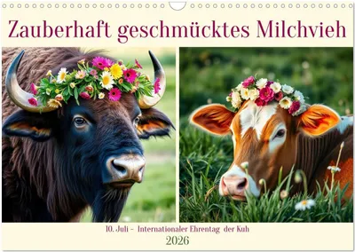 Produktbild von Zauberhaft geschmücktes Milchvieh (Wandkalender 2026 DIN A3 quer), CALVENDO Monatskalender