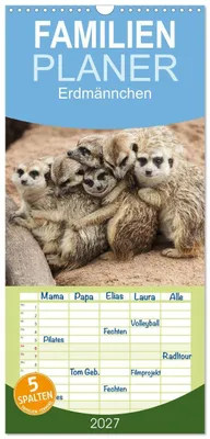 Produktbild von Familienplaner 2027 - Erdmännchen mit 5 Spalten (Wandkalender, 21 x 45 cm) CALVENDO