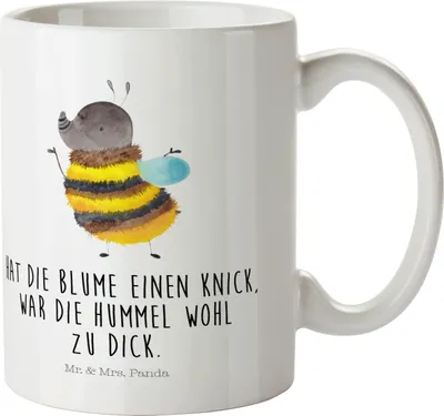 Produktbild von Mr. & Mrs. Panda Plastikbecher Hummel flauschig - Weiß - Geschenk, Henkelbecher, Lustige Sprüche, Camping Tasse, Mehrwegbecher, Pott, Biene, Blume, Natur, Kinderbecher