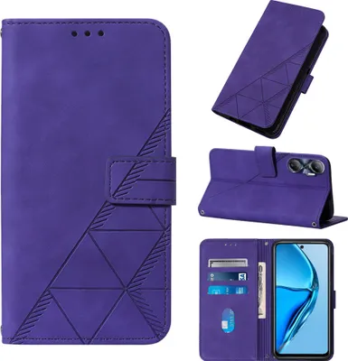 Produktbild von Infinix Hot 20 4G Hülle, Schlank Prägung Flip Leder Kartenfächer Schutzhülle mit Ständer für Infinix Hot 20 4G Lila