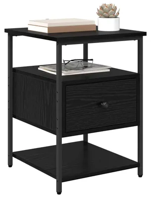 Image de vidaXL Table de chevet noire aspect chêne 40 x 42 x 56 cm en aggloméré