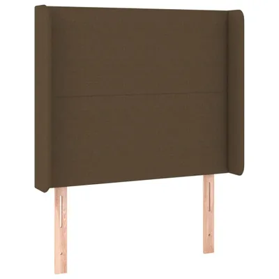 Image de vidaXL Tête de lit avec oreilles brun foncé 83x16x118/128 cm Tissu
