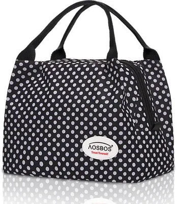 Immagine prodotto di Picnic bag pieghevole, piccola, isolata termicamente, capacità 8,5L, colore: nero a pois
