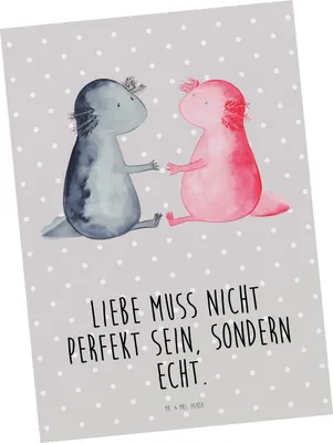 Produktbild von Mr. & Mrs. Panda Postkarte Axolotl Liebe - Grau Pastell - Geschenk, Valentinstag, bildkarte, Postkarten, Ansichtskarte, Grußkarte, Ansichtskarten, Lurch