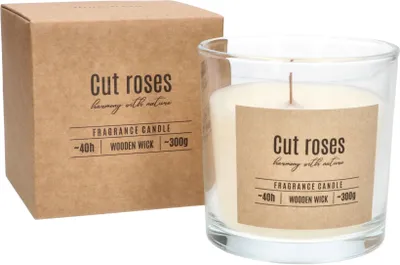 Image de KOTARBAU® Bougie Parfumée en Verre Bougie avec Mèche en Bois Parfum Cadeau avec Agréable Cut Roses Bougies d'Aromathérapie Décoratives
