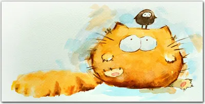 Produktbild von Coloray Bild aus Leinwand 140x70 Leinwand Dekoration - Tiere Katze Vogel