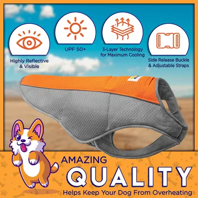 Immagine prodotto di Gilet refrigerante per cani, regolabile, con effetto evaporativo, taglia XL, ideale per le giornate calde