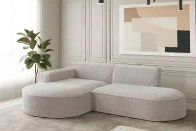 Produktbild von Ecksofa Designersofa PALMA XS in Stoff Ascot Pearl Ottomane Links