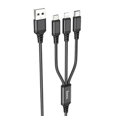 Obrázek produktu pro Multifunkční - 1m Kabel s Lightning, Type-C a micro USB konektory - Černá KP30117