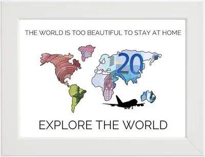 Image de Carte de prime de vacances avec carte du monde - Pièce unique - Blanche