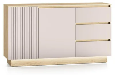 Produktbild von Buffet Elyès mit 3 Schubladen und 2 Türen, Kaschmir und Holzoptik, 150cm