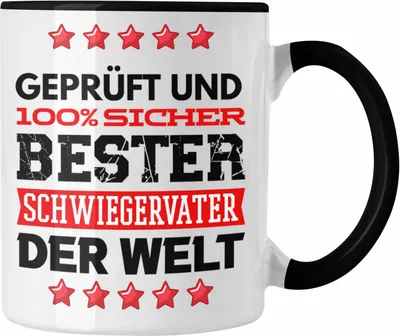 Produktbild von Trendation - Schwiegervater Tasse Geschenk Geburtstag Spruch Bester Schwiegerpapa Der Welt Vatertag Lustige Geschenkidee (Schwarz)