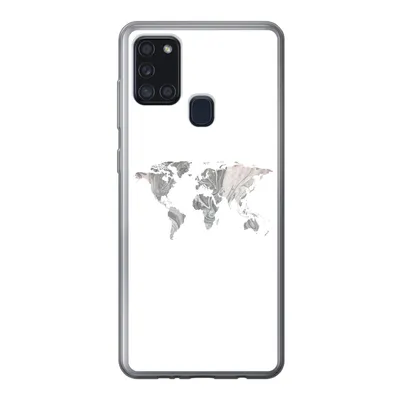 Produktbild von MuchoWow® Handyhülle Schutzhülle Hülle für Samsung Galaxy A21s Weltkarte - Muster - Schwarz Silikon Softcase Handy Hülle - Hartschale