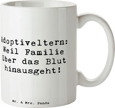Produktbild von Mr. & Mrs. Panda Teetasse Spruch Adoptiveltern Liebe - Weiß - Geschenk, Trinkbecher, kaffeetasse bedruckt, Geburtstage, Jubiläen, Unterstützung, Bindungen, Kaffeebecher