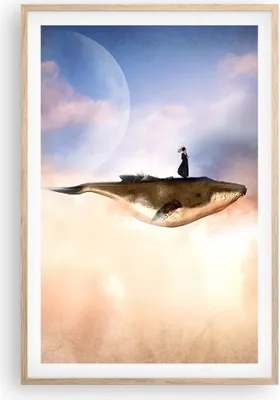 Produktbild von Gerahmtes Poster - Rahmen in heller Eiche - Wal Frau Himmel - 61x91,5 cm - Wand Bild - Wanddeko - Wandbilder - Kunstposter - Wandposter - Bilderrahmen - Bilder - Kunstdruck - P2NPA61x91-5040