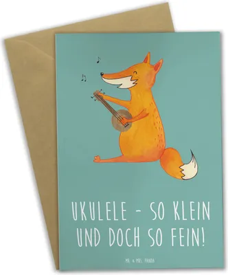Produktbild von Mr. & Mrs. Panda Grußkarte Zauberhafte Ukulele - Meeresbrise - Geschenk, Musikinstrument, Lernen, Klappkarte, osterkarte, hochzeitskarten, Instrument, Lieder, Hawaii