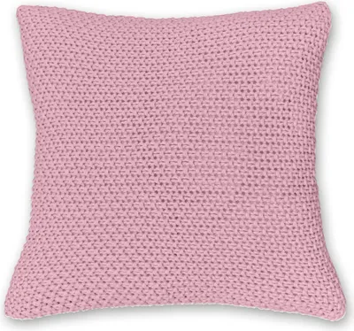 Produktbild von Kissenbezug Strick 45x45 rosa - Reißverschluss OEKO-TEX Dekokissen Sofakissen warme weiche Kissenhülle mit edlem und schlichtem Strickmuster rosa