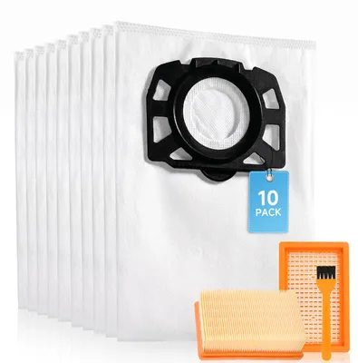 10 Staubsaugerbeutel + 2 Filter für Kärcher WD4-WD6, MV4-MV6