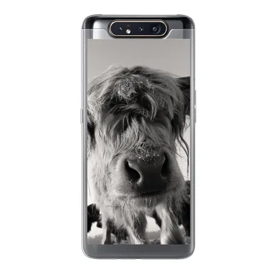 Produktbild von MuchoWow® Handyhülle Schutzhülle Hülle für Samsung Galaxy A80 Schottischer Highlander - Schwarz - Weiß - Tiere Silikon Softcase Handy Hülle - Schutzdeckel