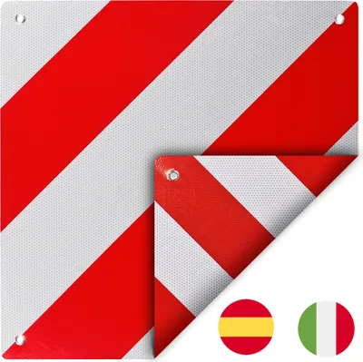 Produktbild von Warntafel zum wenden für Italien/Spanien Aluminium 50 x 50 cm Ösen