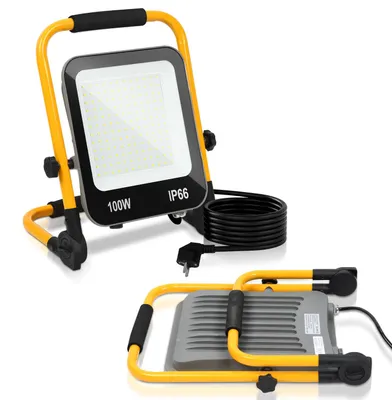 Obrázok produktu pre Sada 5 LED stavebných reflektorov Peviasot, 100 W, 8000 lm, IP66, pracovné svetlo s 3 m káblom, vhodné pre stavebníctvo, priemysel a vonkajšie použitie