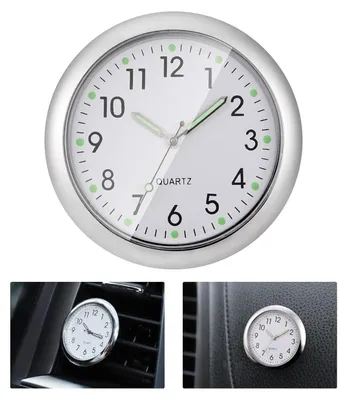 Productafbeelding van Dashboardklok, Mini, Quartz, Analoog, Wit, Met verlichtingsfunctie