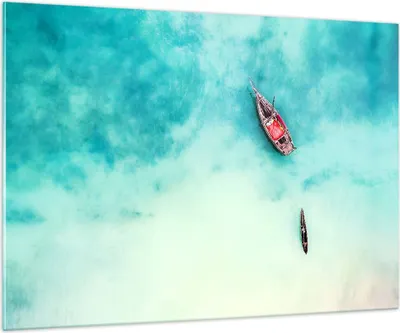 Produktbild von Bilder auf glas - Insel Boot Schiff Ozean - 100x70cm - Glasbilder - Wandbilder - Kunstdruck - zum Aufhängen bereit - Wanddekoration aus Glas - Glas Bilder - Wandbild auf Glas - GAA100x70-2923