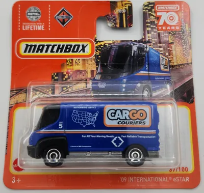 Image de Matchbox HLC93 International eStar "CarGo Couriers" bleu 2009, 37/100e Échelle : 1:64 environ