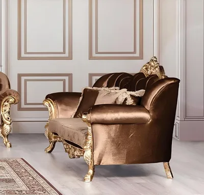 Produktbild von Luxus Dreisitzer Sofa 3 Sitzer Barock Rokoko Sofa Sofas Sessel Stoff Stil Möbel