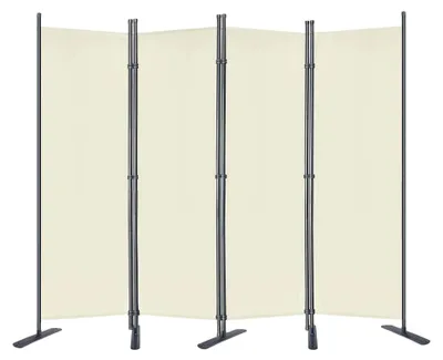Produktbild von Paravent Trennwand Sichtschutz Garten 225 x 180 cm Stoff Raumteiler 4-teilig Klappbar Freistehend Stellwand Balkon Büros Beige