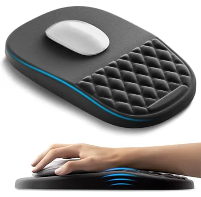 Image de Omgoods - Tapis de souris ergonomique avec repose-poignet - Tapis de bureau 2 en 1 avec coussin en gel