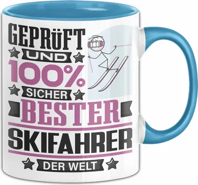 Produktbild von Skifahrer Geschenk Lustiger Spruch für Skifahrer Geschenkidee Bester Skifahrer Der Welt (Blau)