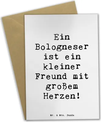 Produktbild von Mr. & Mrs. Panda Grußkarte Spruch Bologneser Herzfreund - Weiß - Geschenk, Hunderassen Eigenschaften, osterkarte, Freude, Hunderasse, osterkarten, positive Botschaft