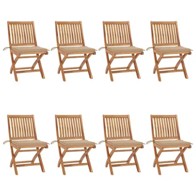 Produktbild von The Living Store Klappbare Gartenstühle mit Kissen 8 Stk. Massivholz Teak