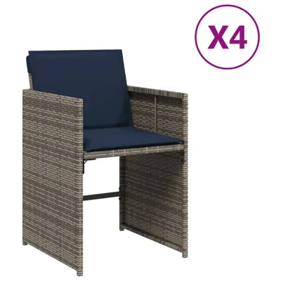 Produktbild von vidaXL Gartenstühle mit Kissen 4 Stk. Grau Poly Rattan