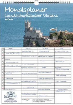 Produktbild von Landschaftszauber Ukraine Planer Familienplaner 4 Spaltenplaner DIN A3 Kalender für 2026 Ukraine Kiew Stadt und Land - Seelenzauber
