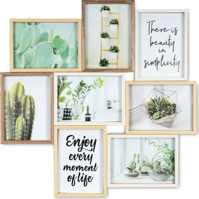 Produktbild von Bilderrahmen Collage B x H 53x53cm 8 Fotos 13x18 Natur Eiche Holz Glas Galerie