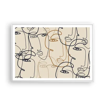Produktbild von Gerahmtes Poster - Weißer Rahmen - Frau Gesicht Linie - 100x70 cm - Wand Bild - Wanddeko - Wandbilder - Kunstposter - Wandposter - Bilderrahmen - Bilder - Kunstdruck - P2WAA100x70-5109