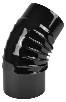 Produktbild von Raik Rauchrohrbogen / Ofenrohrbogen Emaille 120mm - 45° Bogen gerippt Schwarz