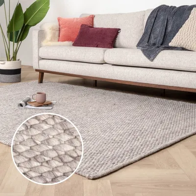 Produktbild von Volero - Wollteppich - Brilliant Hellgrau - 160x240 cm - Wohnzimmer, Esszimmer, Schlafzimmer - Boho, Ländlich, Modern