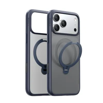 Immagine prodotto di TORRAS Ostand Spin iPhone 17pro Max Case Black - supporto stabile a 360°, MagSafe, custodia militare con protezione della fotocamera e dei pulsanti, retro opaco