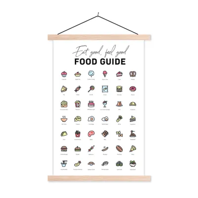 Produktbild von MuchoWow® Textilposter Küche - Lebensmittel 60x90 cm mit holzfarbenen Rahmen - Textil