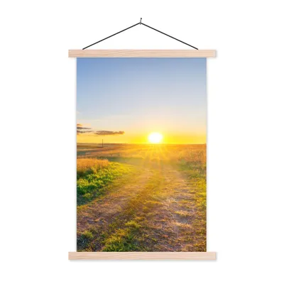 Produktbild von MuchoWow® Textilposter Sonne - Natur - Landschaft 120x180 cm mit holzfarbenen Rahmen - Textil-Plakat