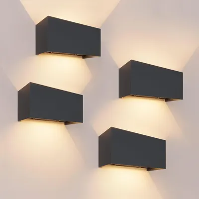 Produktbild von Ledvion 4er Set LED Wandlampe Schwarz 9,5W Up Down IP54