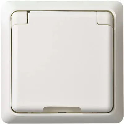 Produktbild von Elso Steckdose mit Klappdeckel für Geräteträger 16A RENOVIERUNG Steckklemme reinweiß 505054