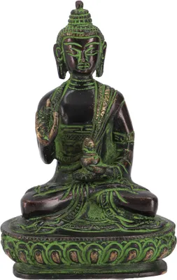 Produktbild von Buddha Statue aus Messing Amoghasiddhi Buddha 14 cm - Modell 13, Grün, Buddhas