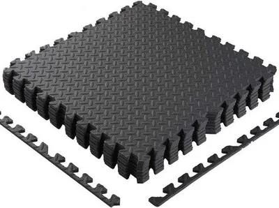 Produktbild von Vielseitige Puzzle-Matte für Fitness, Spiele und Kinder – aus EVA-Schaum – 60 x 60 cm – schwarz (4 Stück)